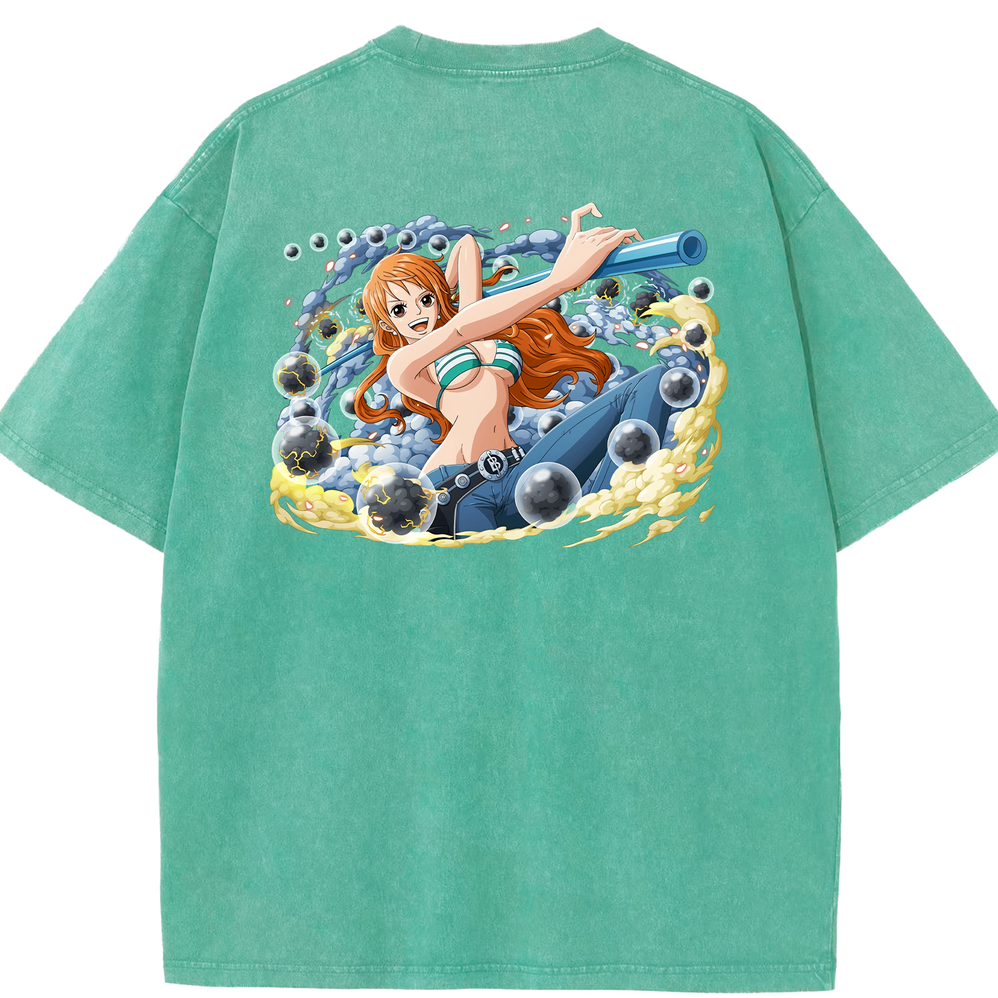 ワンピース ナミ ONE PIECE Nami 綿100% ヴィンテージ風 半袖Tシャツ（背面プリント）